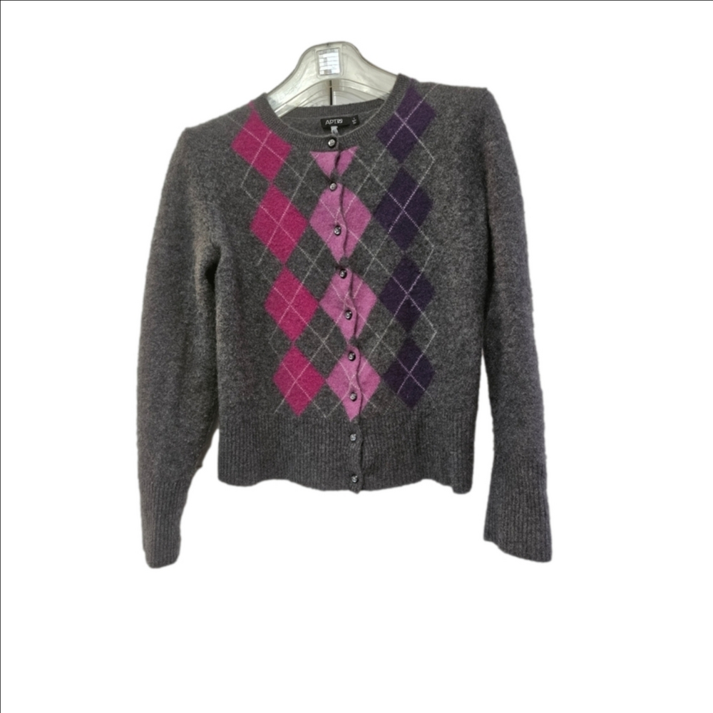 100% Cashmere Plaid Preppy Cardigan Sweater